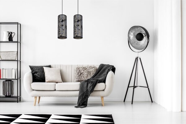 Lustr na lanku AVALO 2xE27/60W/230V šedá/černá