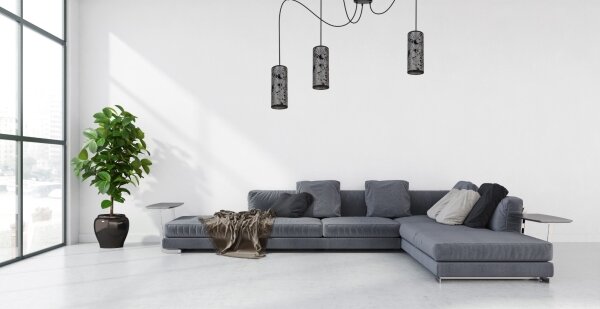 Lustr na lanku AVALO 3xE27/60W/230V pavouk šedá/černá