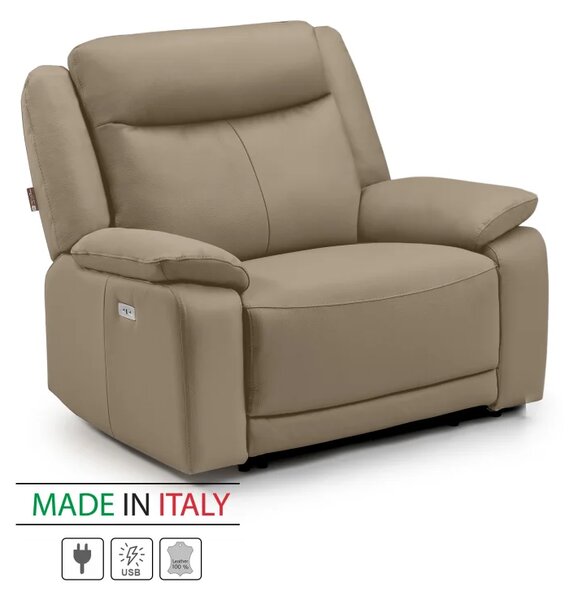 Kožené křeslo CONTINENTAL s elektrickou funkcí relax 1P, elektrické, cappuccino (cappuccino 313)