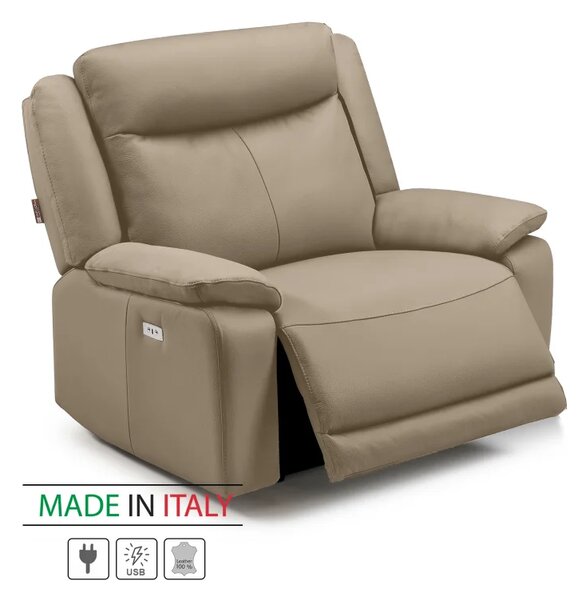 Kožené křeslo CONTINENTAL s elektrickou funkcí relax 1P, elektrické, cappuccino (cappuccino 313)