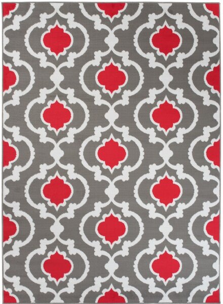 Makro Abra Kusový koberec moderní MAYA Z985A šedý červený Rozměr: 200x200 cm
