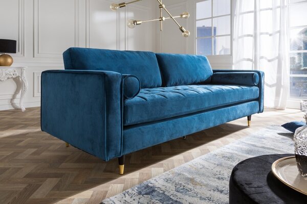 Luxusní pohovka COZY VELVET 220 CM modrá samet Nábytek | Obývací pokoj | Sedací soupravy a pohovky | Pohovky | Pevné