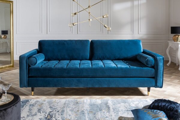 Luxusní pohovka COZY VELVET 220 CM modrá samet Nábytek | Obývací pokoj | Sedací soupravy a pohovky | Pohovky | Pevné