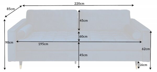 Luxusní pohovka COZY VELVET 220 CM modrá samet Nábytek | Obývací pokoj | Sedací soupravy a pohovky | Pohovky | Pevné