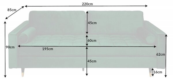 Luxusní pohovka COZY VELVET 220 CM smaragdově zelená samet Nábytek | Obývací pokoj | Sedací soupravy a pohovky | Pohovky | Pevné