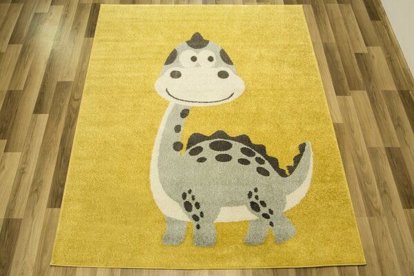 Makro Abra Dětský kusový koberec Emily Kids 5860D Dinosaurus Hořčicový Žlutý Rozměr: 140x190 cm