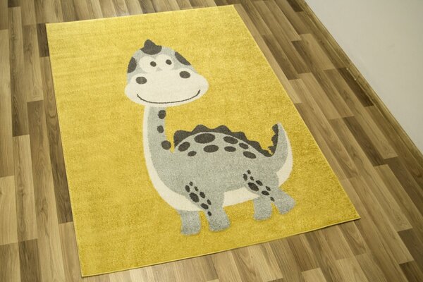 Makro Abra Dětský kusový koberec Emily Kids 5860D Dinosaurus Hořčicový Žlutý Rozměr: 140x190 cm