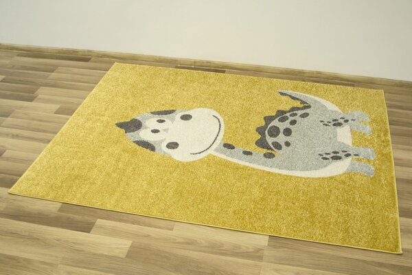 Makro Abra Dětský kusový koberec Emily Kids 5860D Dinosaurus Hořčicový Žlutý Rozměr: 140x190 cm