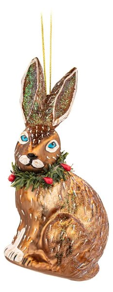 Skleněná ručně vyrobená vánoční ozdoba 5 cm Festive Hare – Sass & Belle