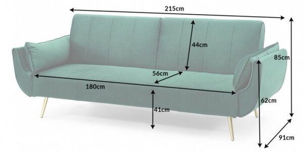 Pohovka DIVANI 215 CM smaragdově zelená rozkládací Nábytek | Obývací pokoj | Sedací soupravy a pohovky | Pohovky | Rozkládací