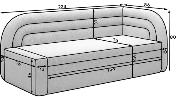 Krémová rozkládací/s úložným prostorem pohovka z textilie bouclé levý roh 223 cm Fabillo – ELTAP