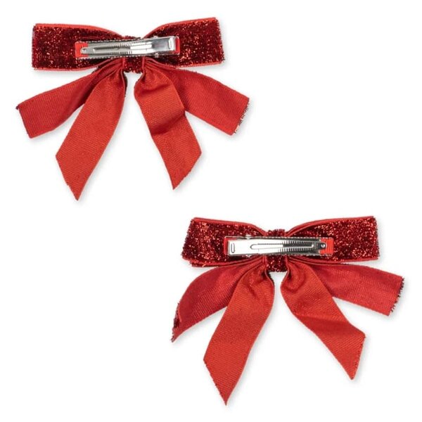 Sametová mašle do vlasů Red Glitter – set 2 ks
