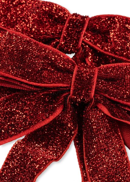 Sametová mašle do vlasů Red Glitter – set 2 ks