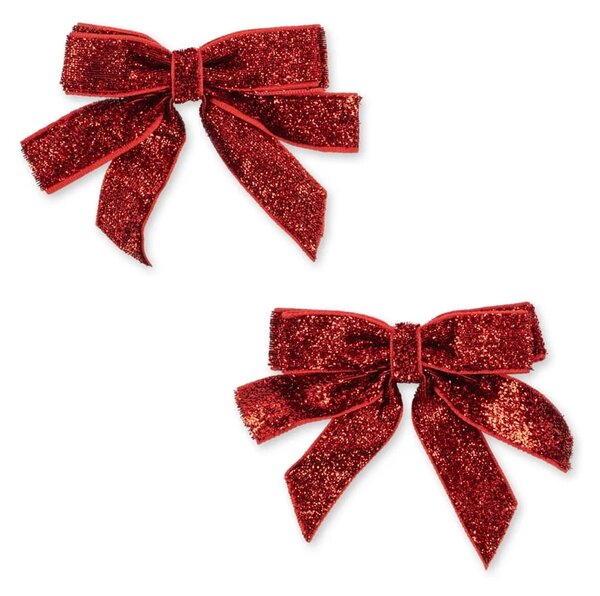 Sametová mašle do vlasů Red Glitter – set 2 ks