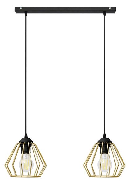 Lustr na lanku AGAT 2xE27/15W/230V zlatá/černá