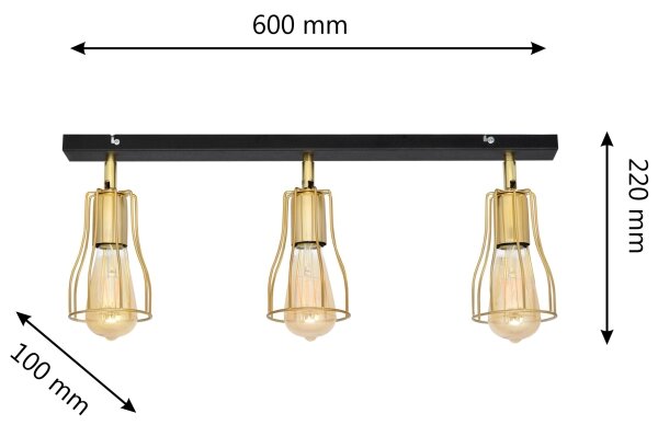 Bodové svítidlo TUBE 3xE27/15W/230V zlatá/černá