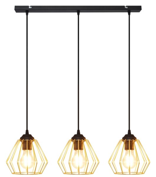 Lustr na lanku AGAT 3xE27/15W/230V zlatá/černá