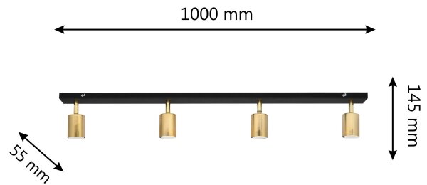 LED Bodové svítidlo TUNE 4xGU10/4,8W/230V zlatá/černá