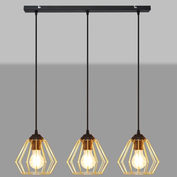 Lustr na lanku AGAT 3xE27/15W/230V zlatá/černá
