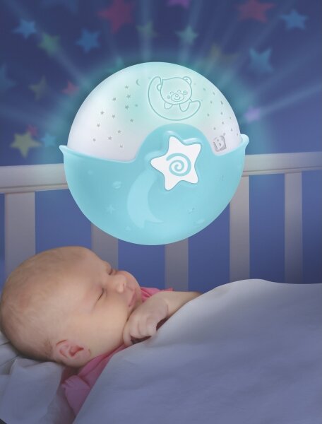 Infantino - Dětská lampička s projektorem 3xAA modrá