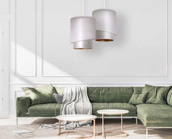 Duolla - Lustr na lanku PARIS 1xE27/15W/230V pr. 40 cm stříbrná/zlatá