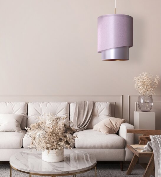 Duolla - Lustr na lanku PARIS 1xE27/15W/230V pr. 40 cm růžová/stříbrná/měděná