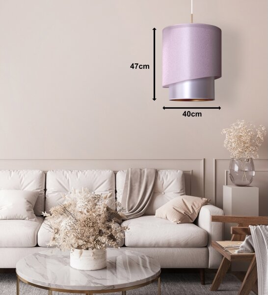 Duolla - Lustr na lanku PARIS 1xE27/15W/230V pr. 40 cm růžová/stříbrná/měděná