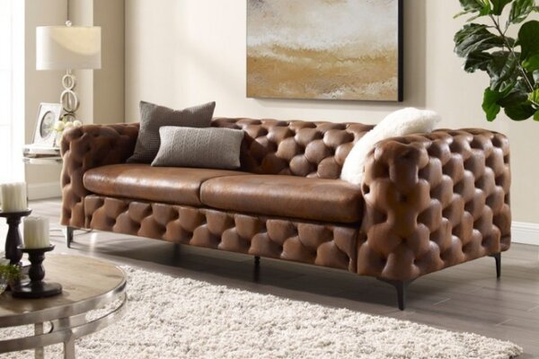 Pohovka MODERN BAROCCO 235 CM antik hnědá mikrovlákno
