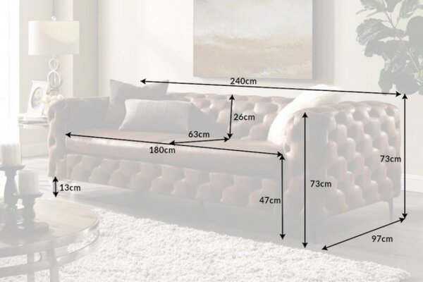 Pohovka MODERN BAROCCO 235 CM antik hnědá mikrovlákno