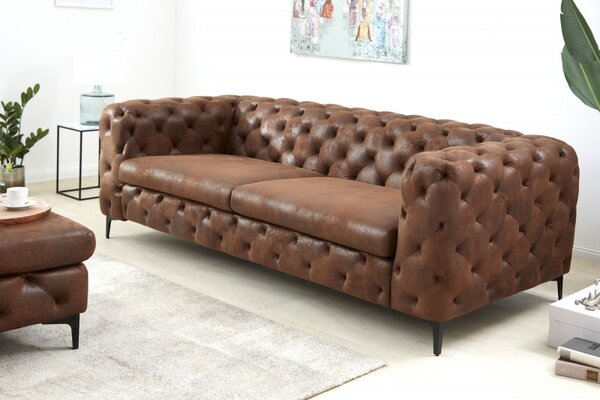 Pohovka MODERN BAROCCO 235 CM antik hnědá mikrovlákno