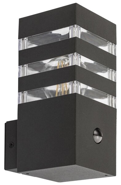 Rabalux 77025- Venkovní nástěnné svítidlo se senzorem ANKARA 1xE27/12W/230V IP44