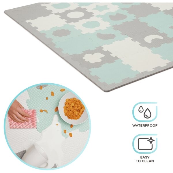 KINDERKRAFT select - Pěnové puzzle LUNO 30ks šedá/mintová