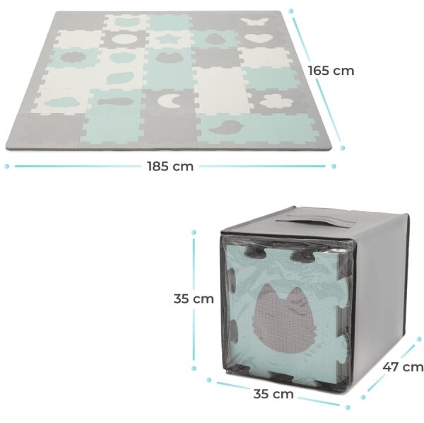 KINDERKRAFT select - Pěnové puzzle LUNO 30ks šedá/mintová