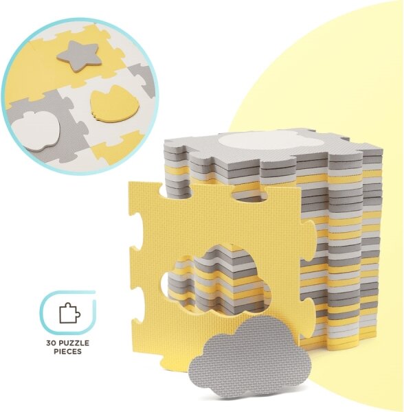 KINDERKRAFT select - Pěnové puzzle LUNO 30ks šedá/žlutá