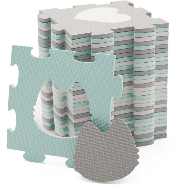 KINDERKRAFT select - Pěnové puzzle LUNO 30ks šedá/mintová