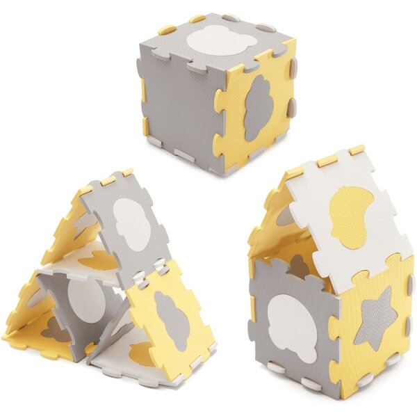 KINDERKRAFT select - Pěnové puzzle LUNO 30ks šedá/žlutá