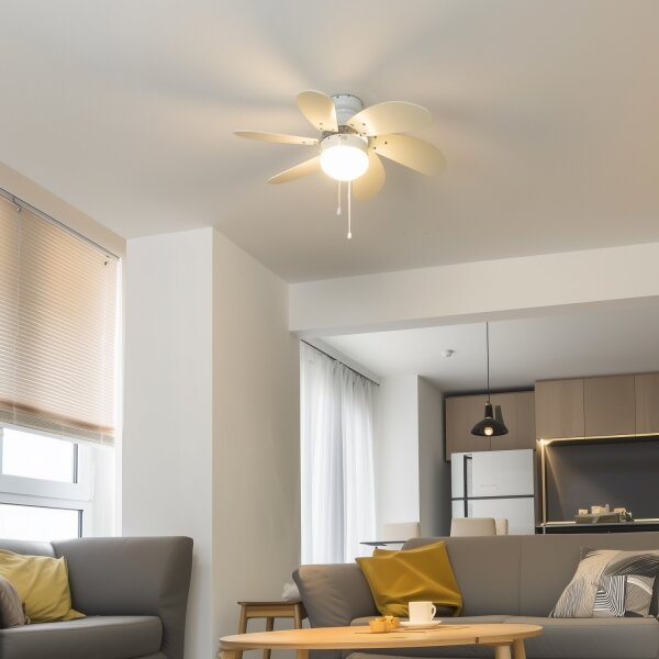 ZEVENTI - Stropní ventilátor FAMARA 1xE14/60W/230V bílá
