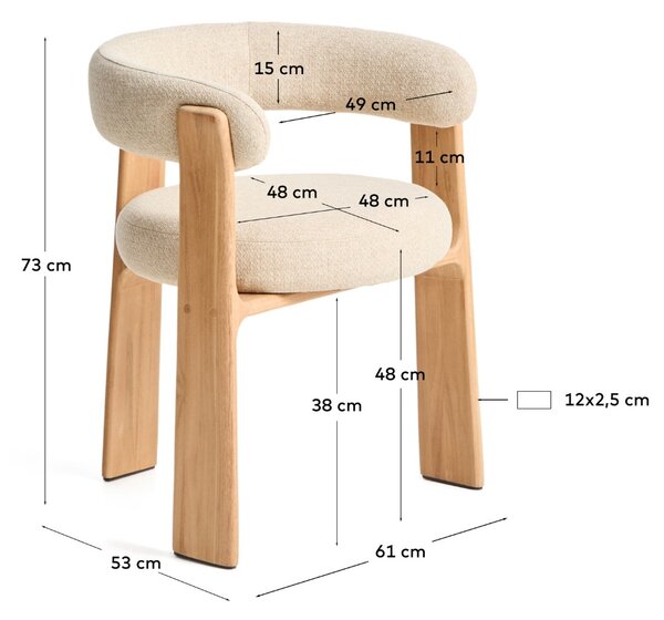 Kave Home Béžová dřevěná zahradní židle Granite