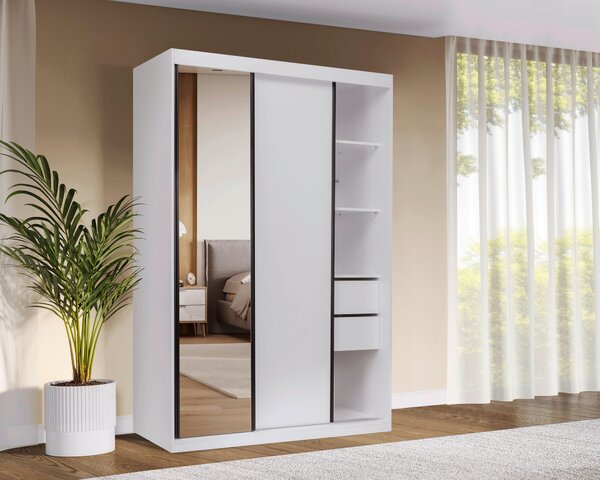 ŠATNÍ SKŘÍŇ S POSUVNÝMI DVEŘM, bílá, 150/215/59,5 cm P & B - Šatní skříně, Online Only