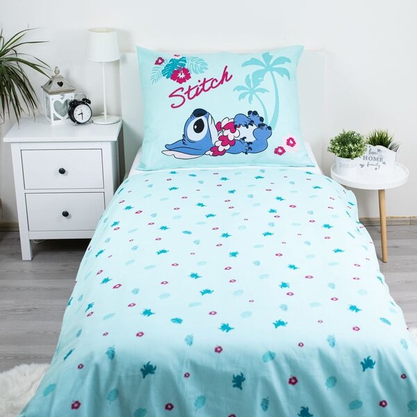 Modré bavlněné dětské povlečení na jednolůžko 140x200 cm Lilo a Stitch "Hawaii" – Jerry Fabrics