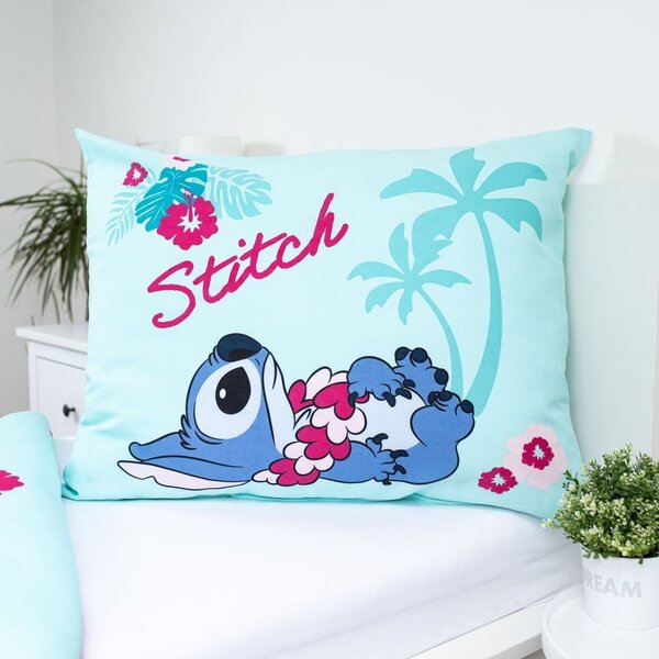 Modré bavlněné dětské povlečení na jednolůžko 140x200 cm Lilo a Stitch "Hawaii" – Jerry Fabrics