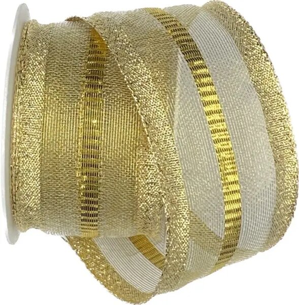 Stuha lurexová OUTDOOR GOLD LINE 40mm x 2m (10,- Kč/m)