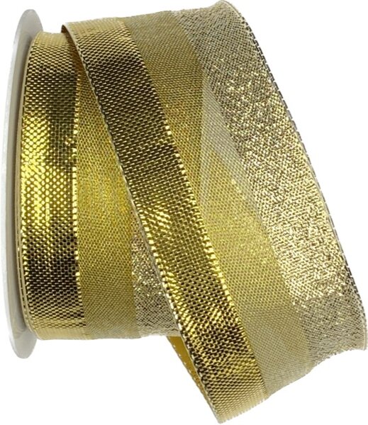 Stuha zlatá OTDOOR GOLD STRIPES lurexová 40mm x 2m (13,50 Kč/m)