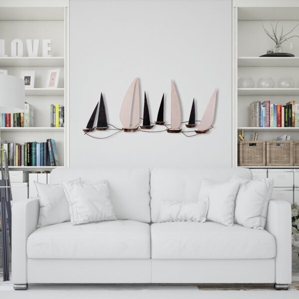 Nástěnná dekorace 52x117 cm plachetnice kov