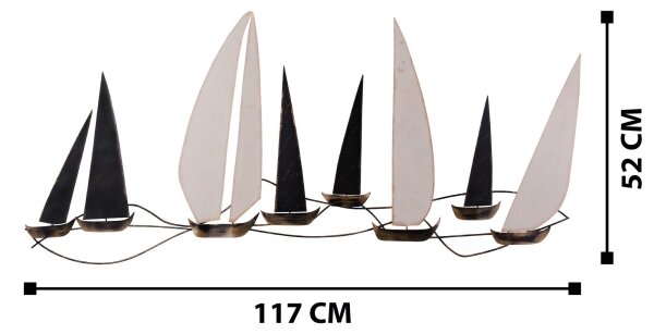 Nástěnná dekorace 52x117 cm plachetnice kov