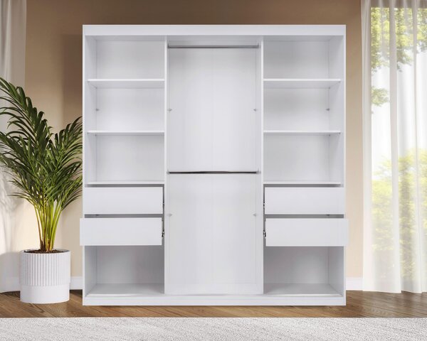 ŠATNÍ SKŘÍŇ S POSUVNÝMI DVEŘM, bílá, 200/215/59,5 cm P & B - Šatní skříně, Online Only