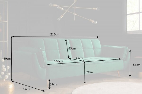 Pohovka BOUTIQUE 215 CM smaragdově zelená rozkládací Nábytek | Obývací pokoj | Sedací soupravy a pohovky | Pohovky | Rozkládací