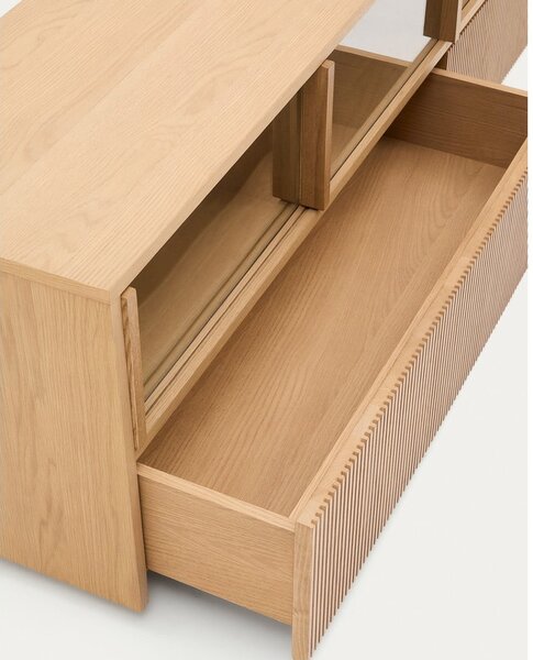 TV stolek v dekoru dubu v přírodní barvě 200x54x40 cm Helvine – Kave Home