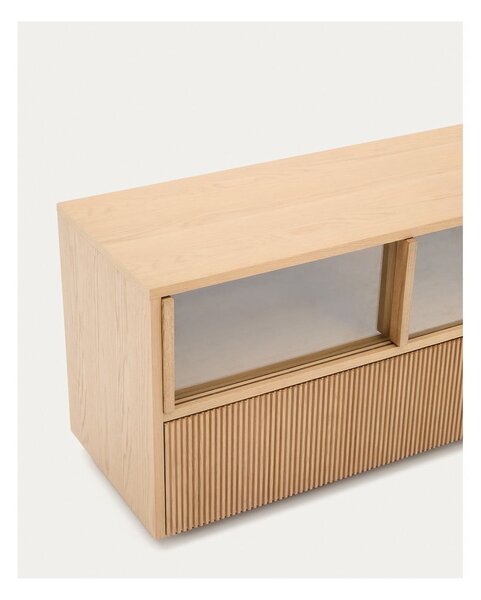 TV stolek v dekoru dubu v přírodní barvě 200x54x40 cm Helvine – Kave Home