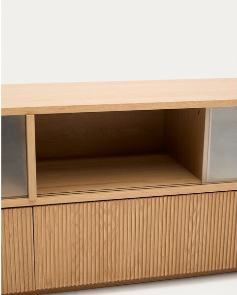 TV stolek v dekoru dubu v přírodní barvě 200x54x40 cm Helvine – Kave Home